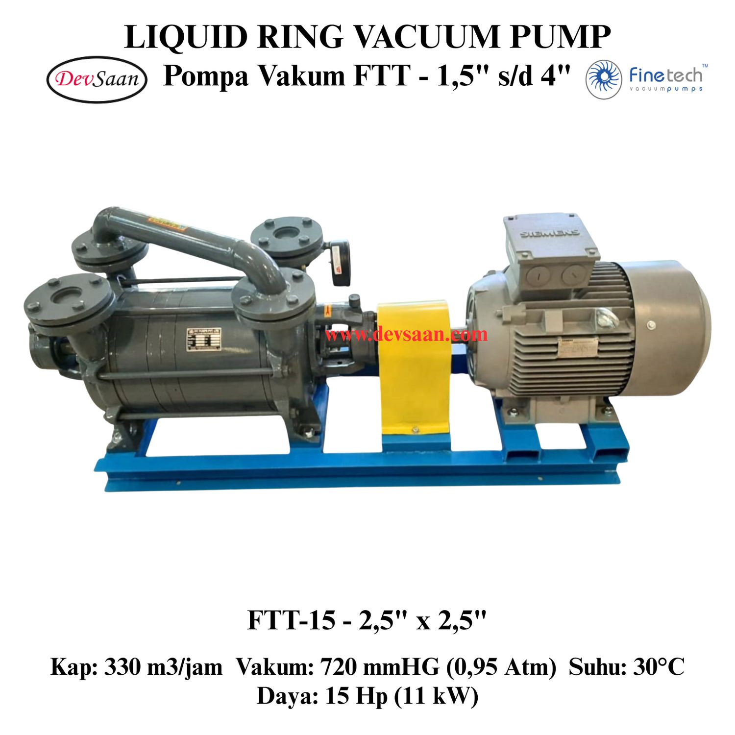 Pompa Vakum FTT-15 Two Stage Liquid Ring Vacuum Pump Komplit Set