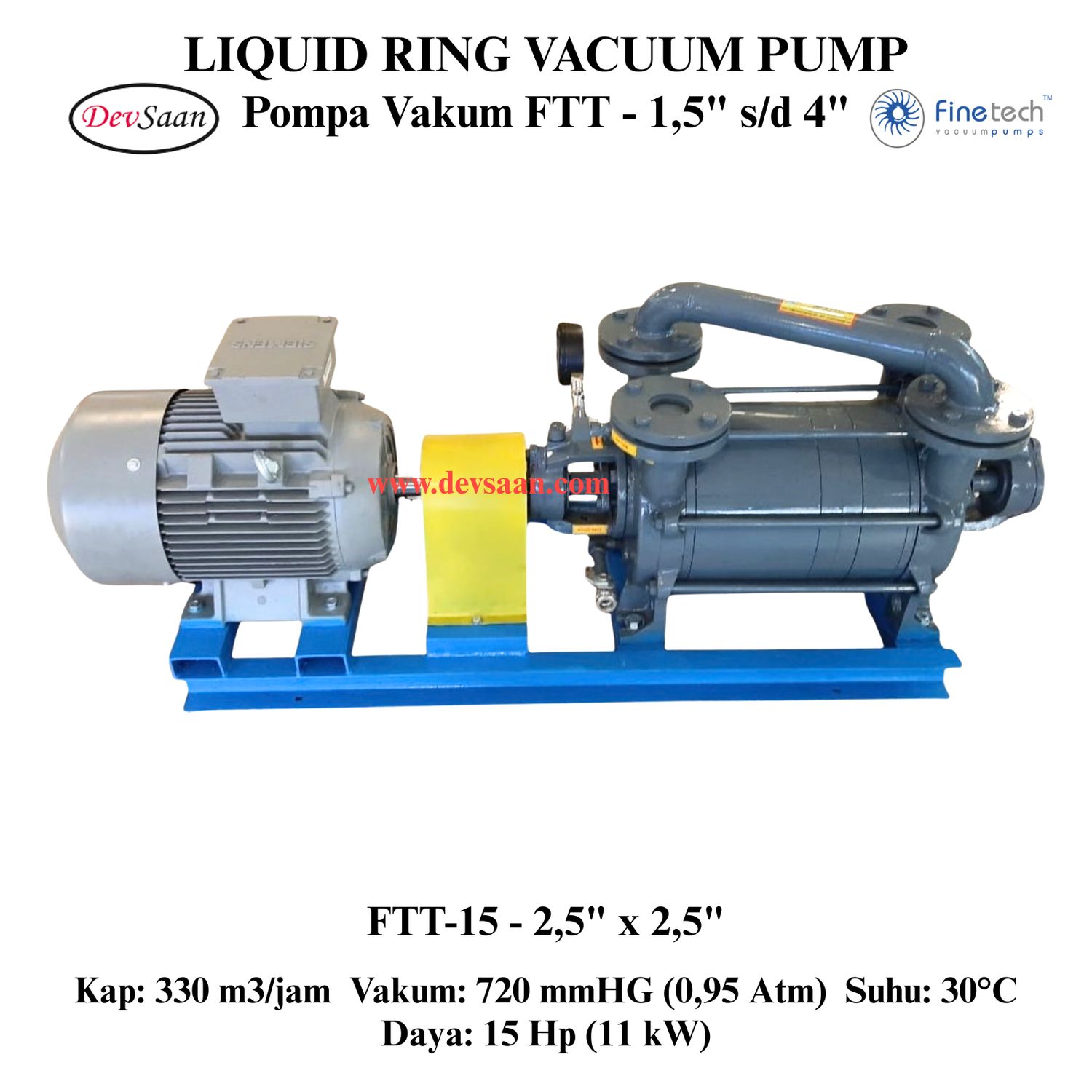 Pompa Vakum FTT-15 Two Stage Liquid Ring Vacuum Pump Komplit Set