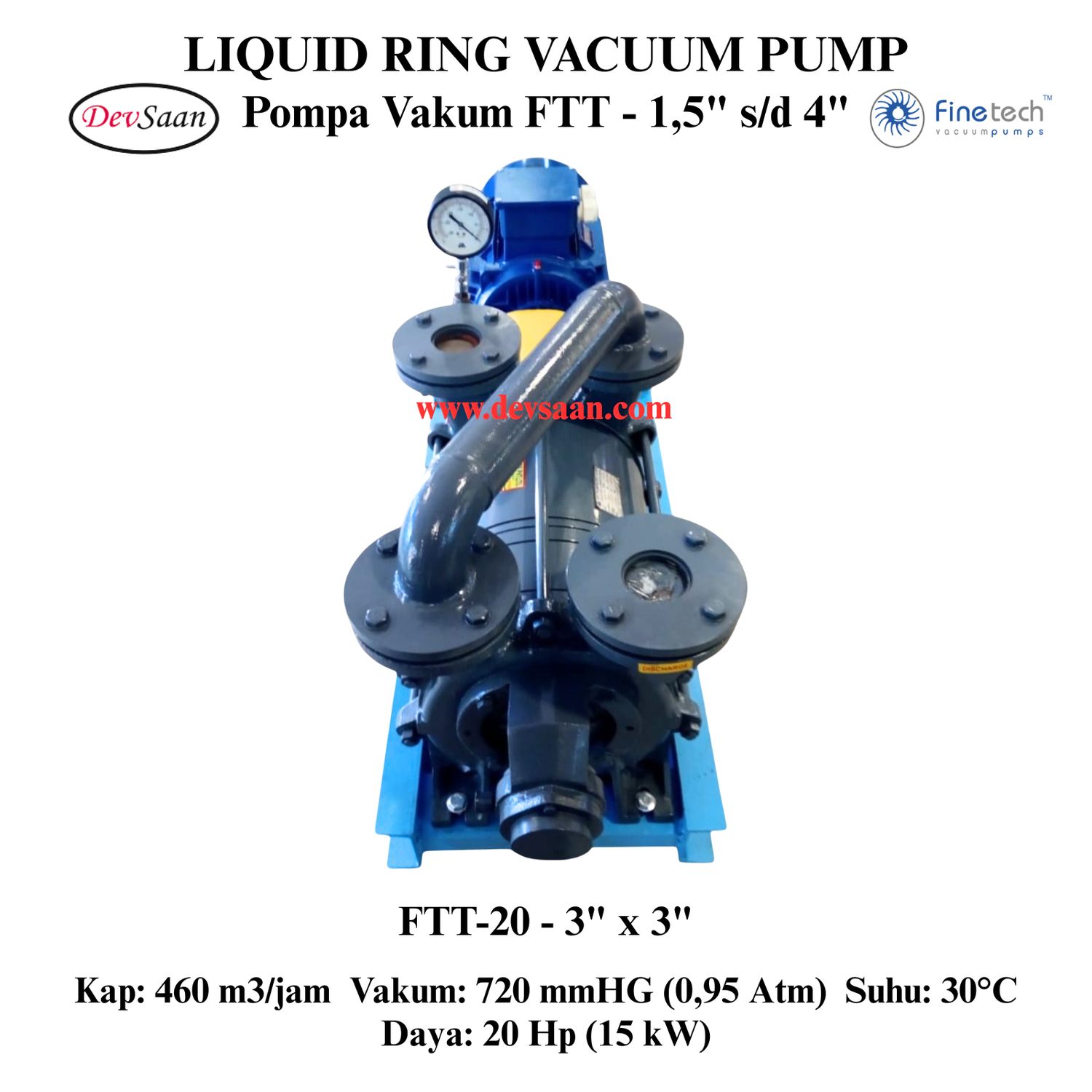 Pompa Vakum FTT-20 Two Stage Liquid Ring Vacuum Pump Komplit Set