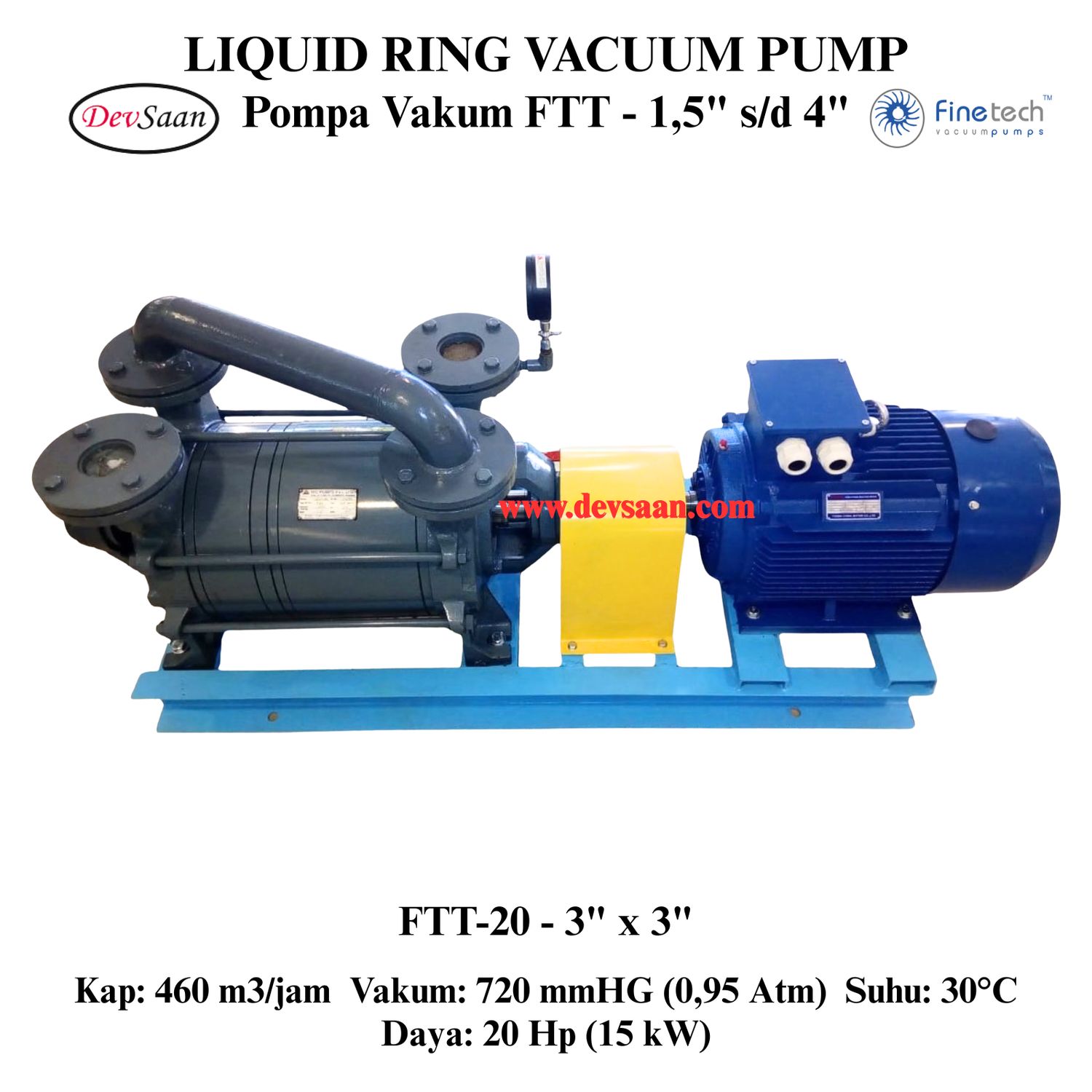 Pompa Vakum FTT-20 Two Stage Liquid Ring Vacuum Pump Komplit Set