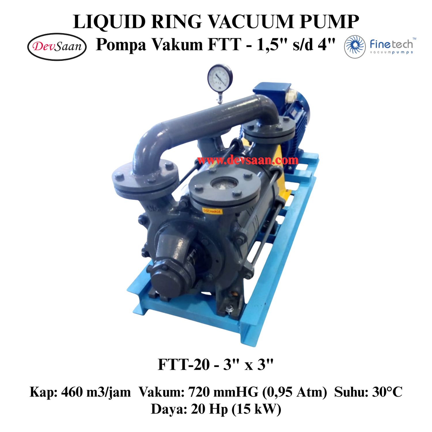 Pompa Vakum FTT-20 Two Stage Liquid Ring Vacuum Pump Komplit Set