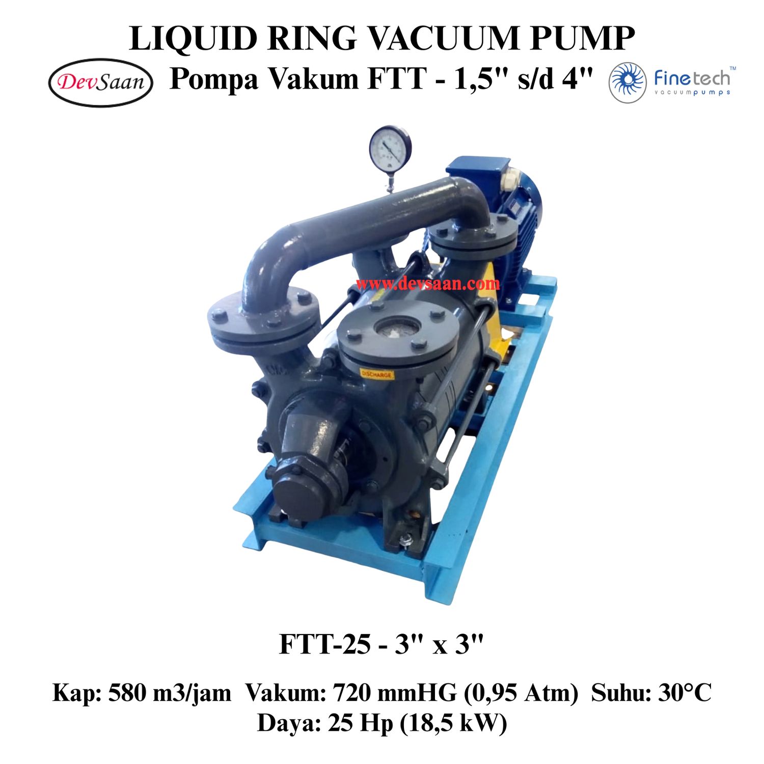 Pompa Vakum FTT-25 Two Stage Liquid Ring Vacuum Pump Komplit Set