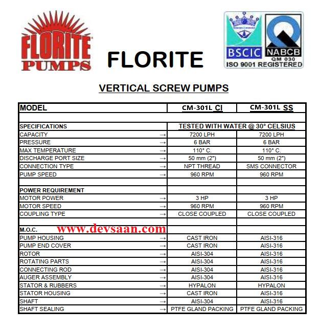 SS-316 Vertical screw pump CM-301L Pompa ulir vertikal Komplit Set