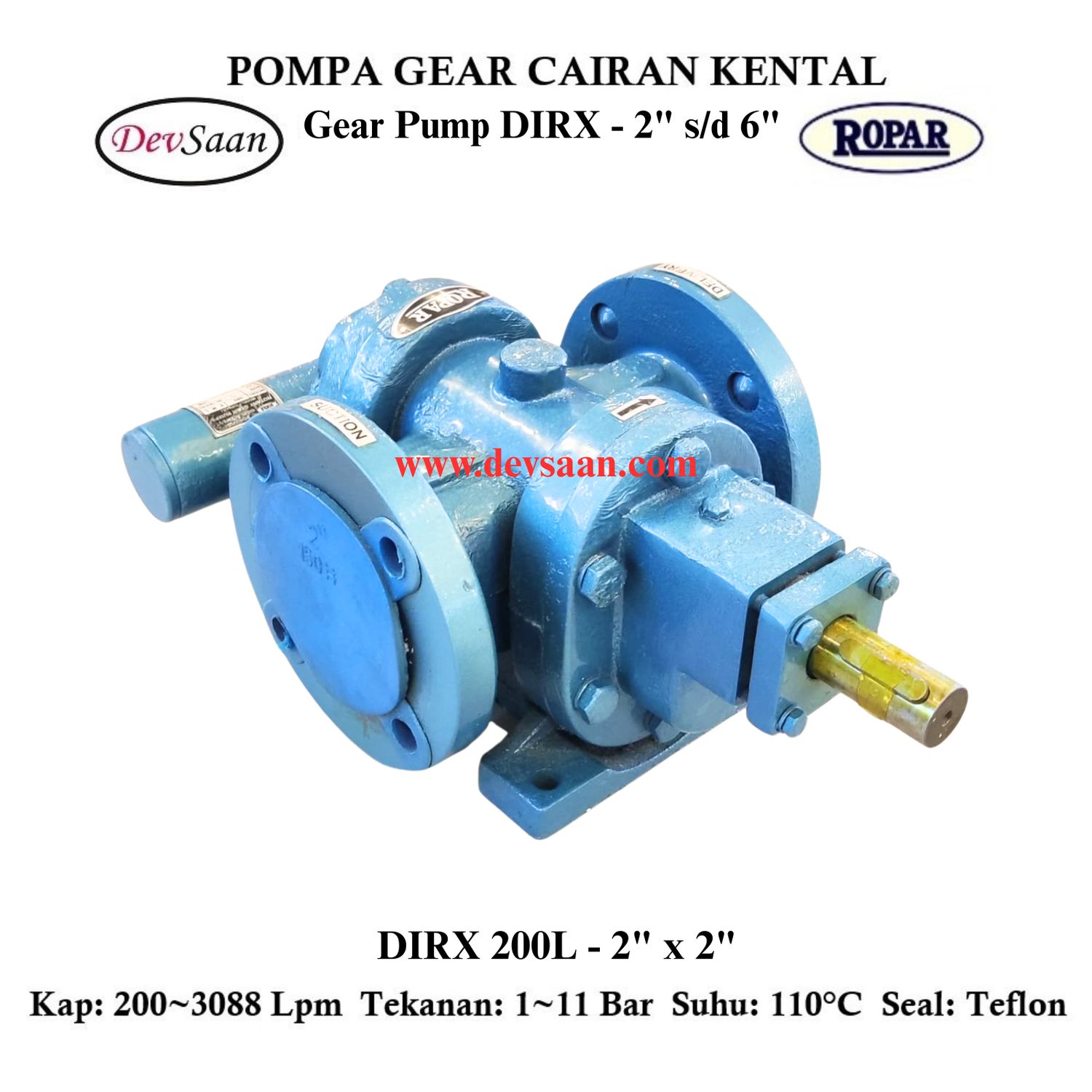 Gear Pump Rotari DIRX 200L Pompa Roda Gigi