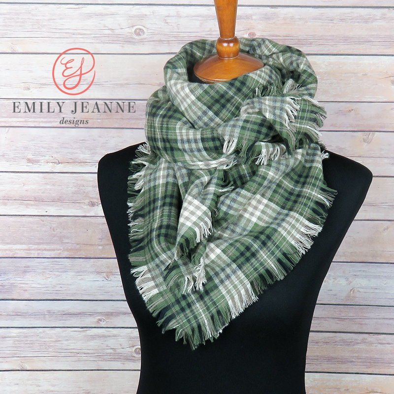 black and white plaid blanket scarf