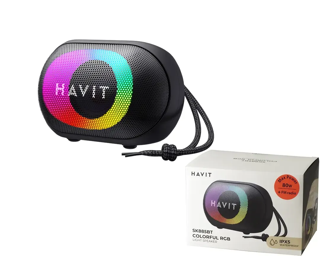 Havit SK885BT skaļrunis ar krāsainām gaismām 80W/FM/IPX5/11h Havit SK885BT skaļrunis ar krāsainām gaismām 80W/FM/IPX5/11h