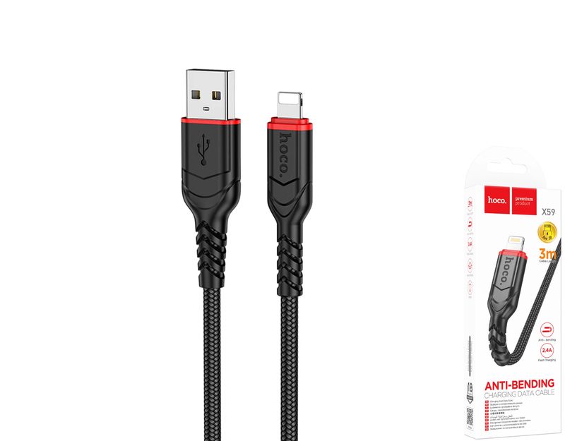 Hoco X59 USB-A uz Lightning pītais kabelis