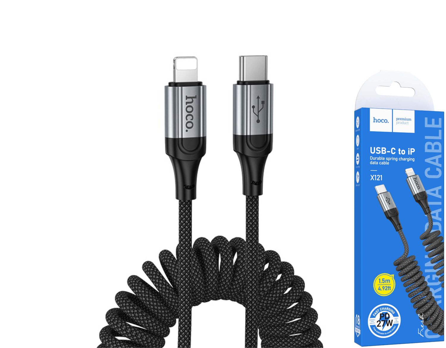 Hoco X121 USB-C uz Lightning spirālveida pītais kabelis Hoco X121 USB-C uz Lightning spirālveida pītais kabelis