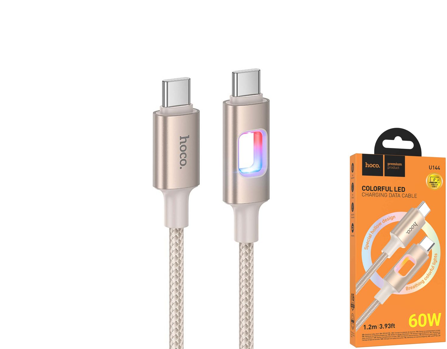 Hoco U144 USB-C uz USB-C pītais kabelis Hoco U144 USB-C uz USB-C pītais kabelis