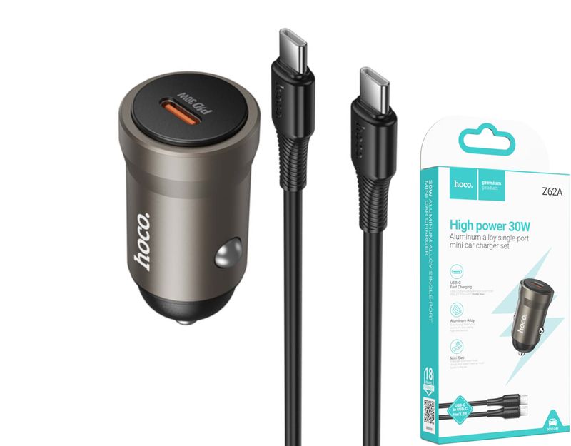 Hoco Z62A ātrais auto lādētājs ar USB-C kabeli Hoco Z62A ātrais auto lādētājs ar USB-C kabeli