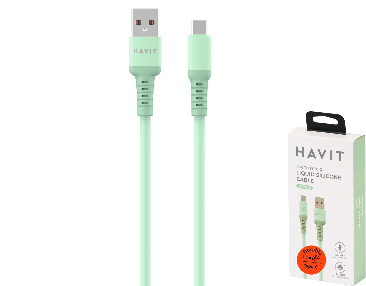 Havit CB6191-L USB-A uz USB-C silikona kabelis