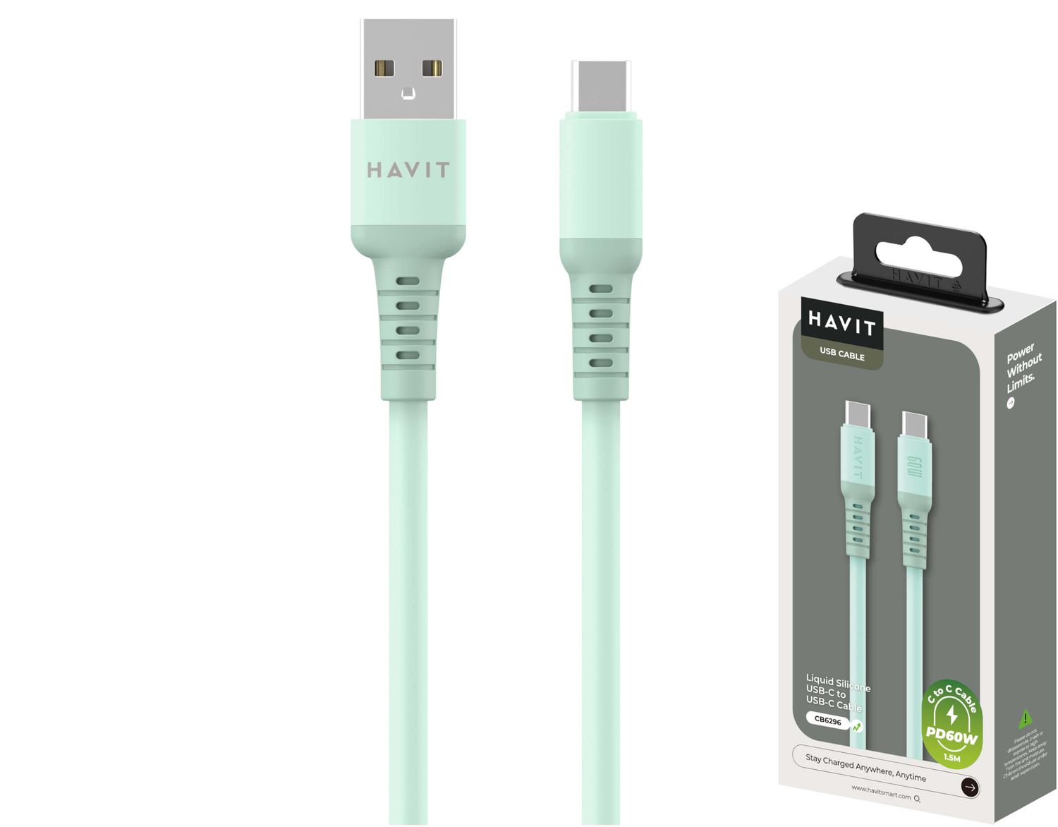 Havit CB6191-L USB-A uz USB-C silikona kabelis