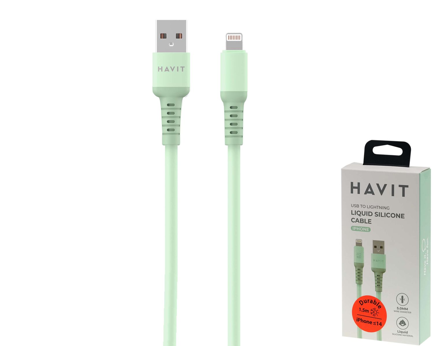 Havit CB6190 USB A uz Lightning silikona kabelis
