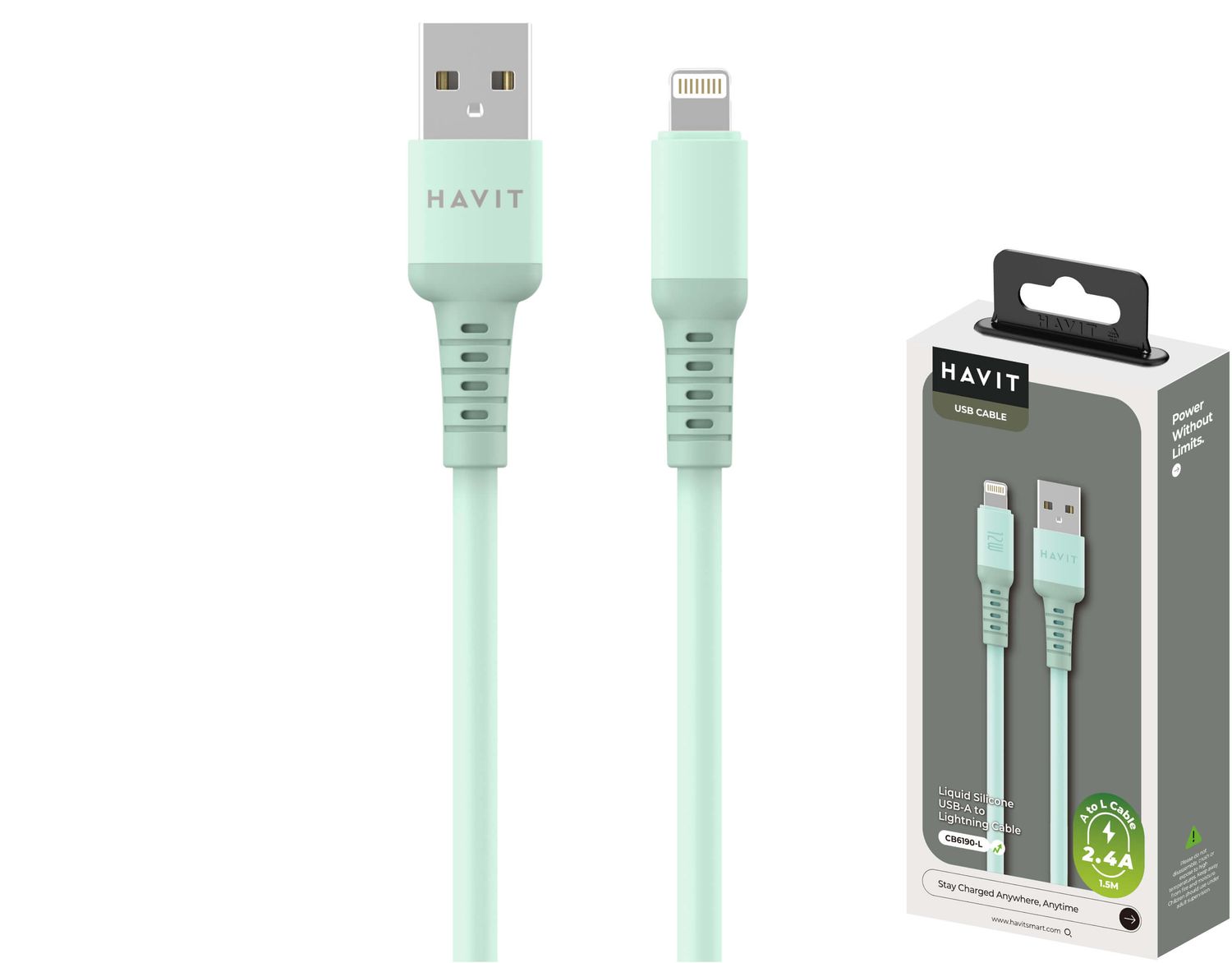 Havit CB6190 USB A uz Lightning silikona kabelis
