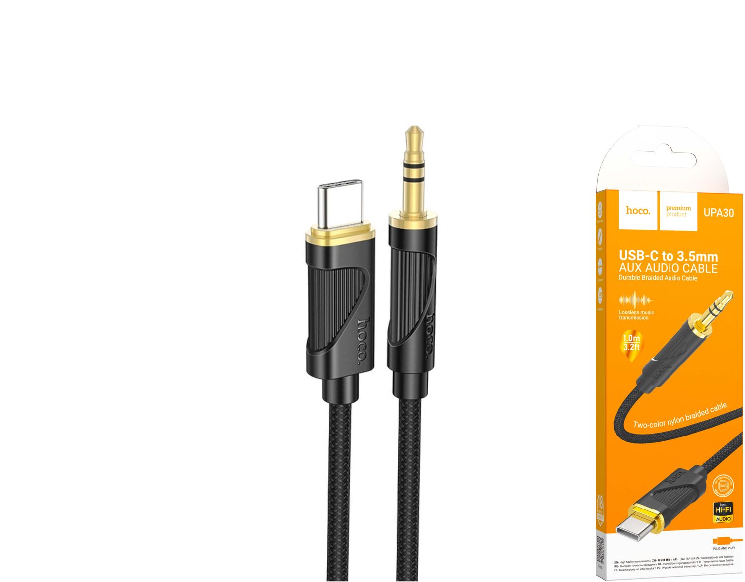 Hoco UPA30 USB-C uz 3.5mm auduma audio kabelis Hoco UPA30 USB-C uz 3.5mm auduma audio kabelis