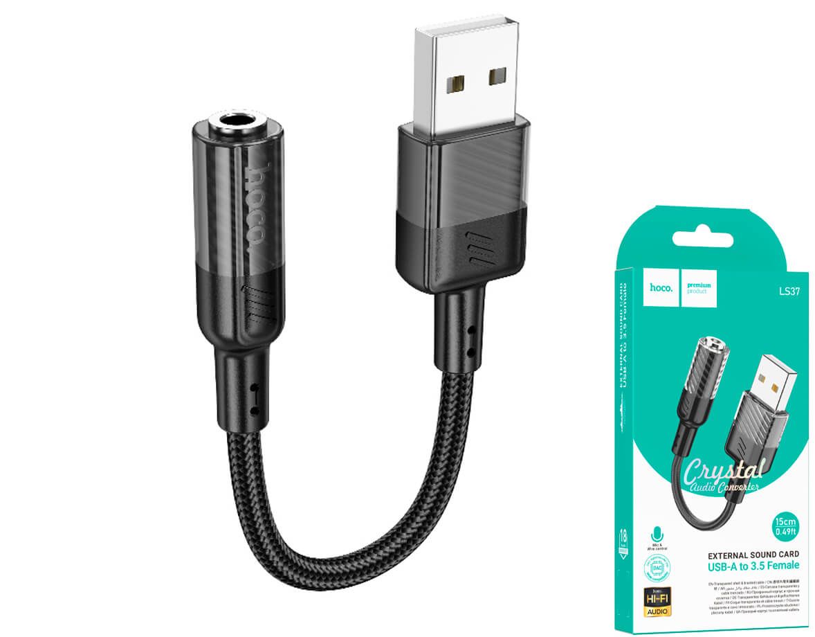 Hoco LS37 USB-A uz 3.5mm audio adapteris Hoco LS37 USB-A uz 3.5mm audio adapteris