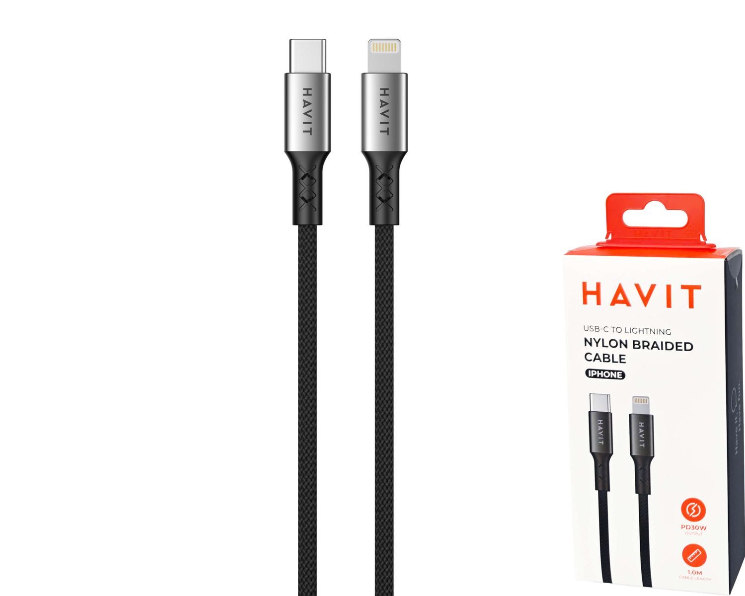 Havit CB673 USB-C uz Lightning pītais kabelis