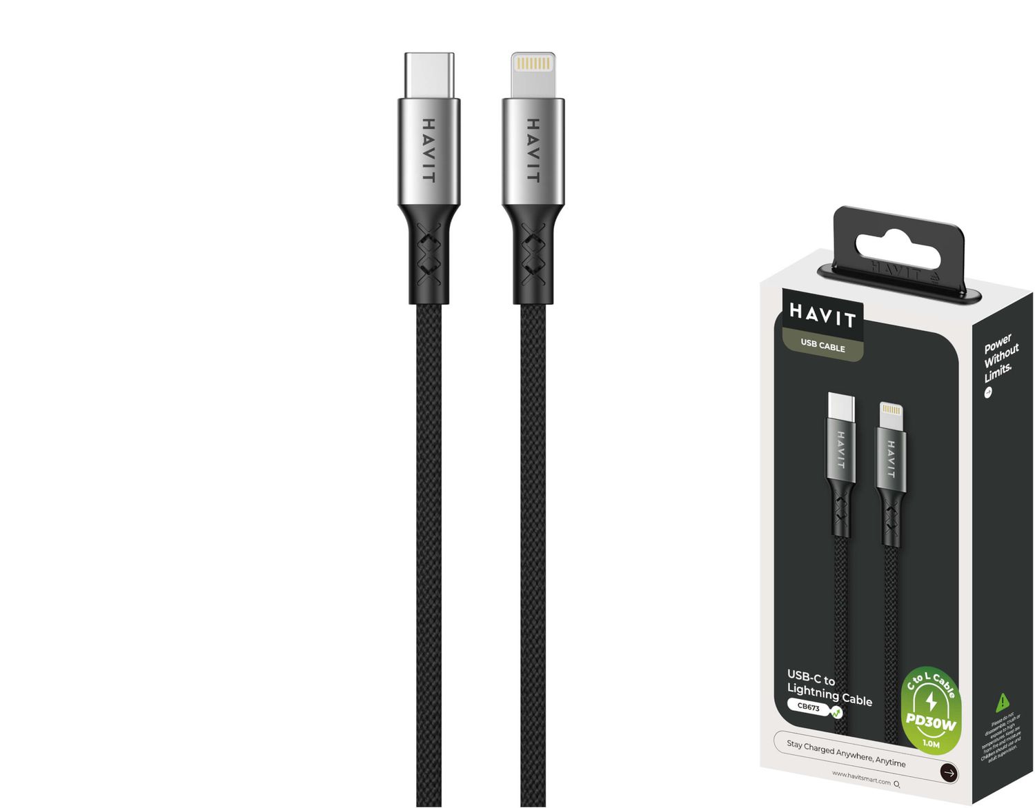 Havit CB673 USB-C uz Lightning pītais kabelis