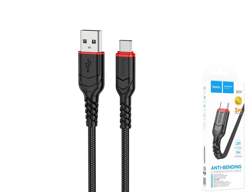 Hoco X59 USB-A uz USB-C pītais kabelis