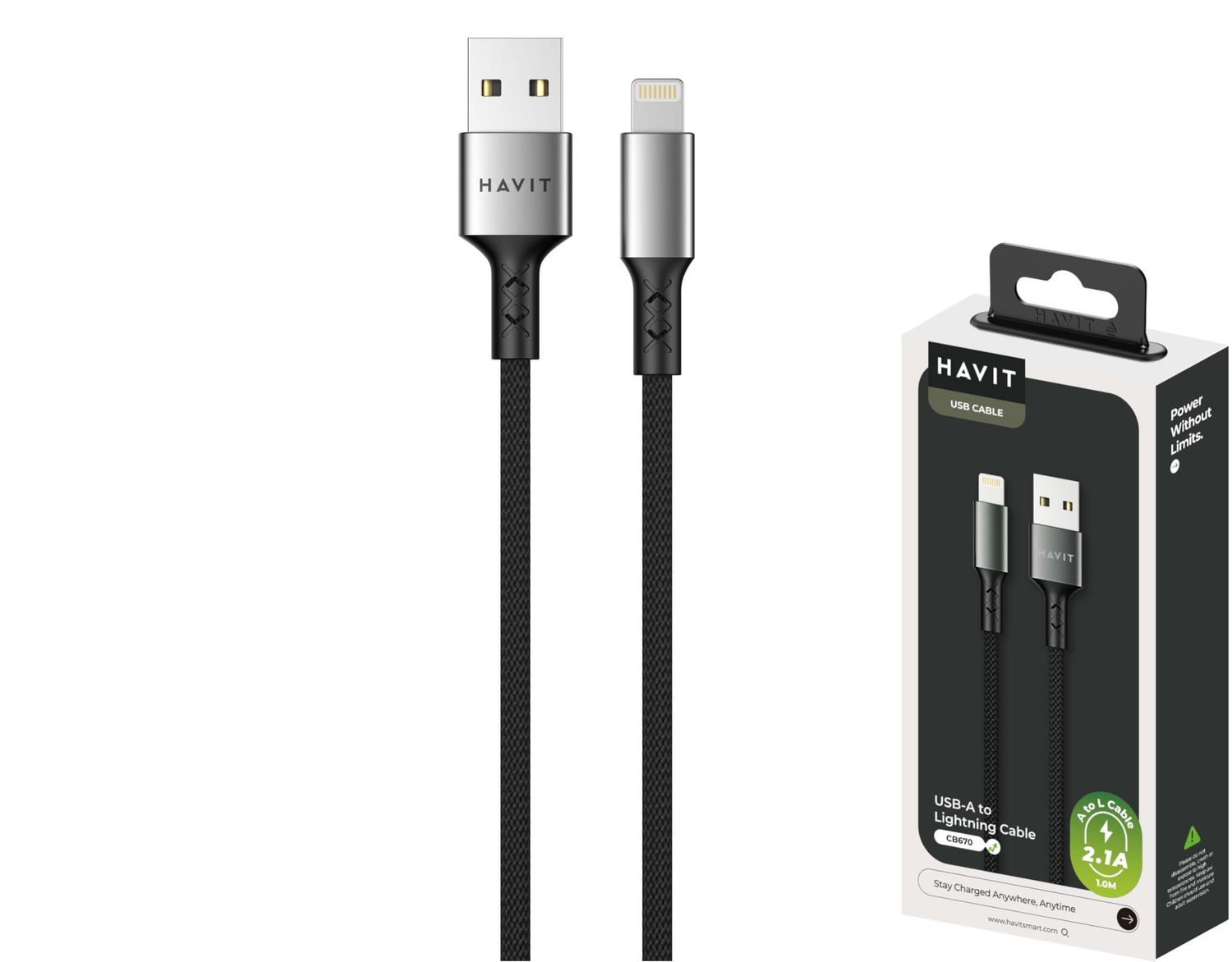 Havit CB670 USB-A uz Lightning pītais kabelis