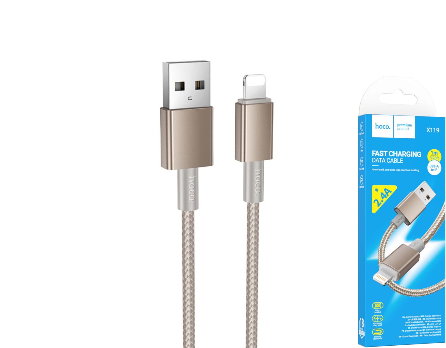 Hoco X119 USB-A uz Lightning pītais kabelis Hoco X119 USB-A uz Lightning pītais kabelis