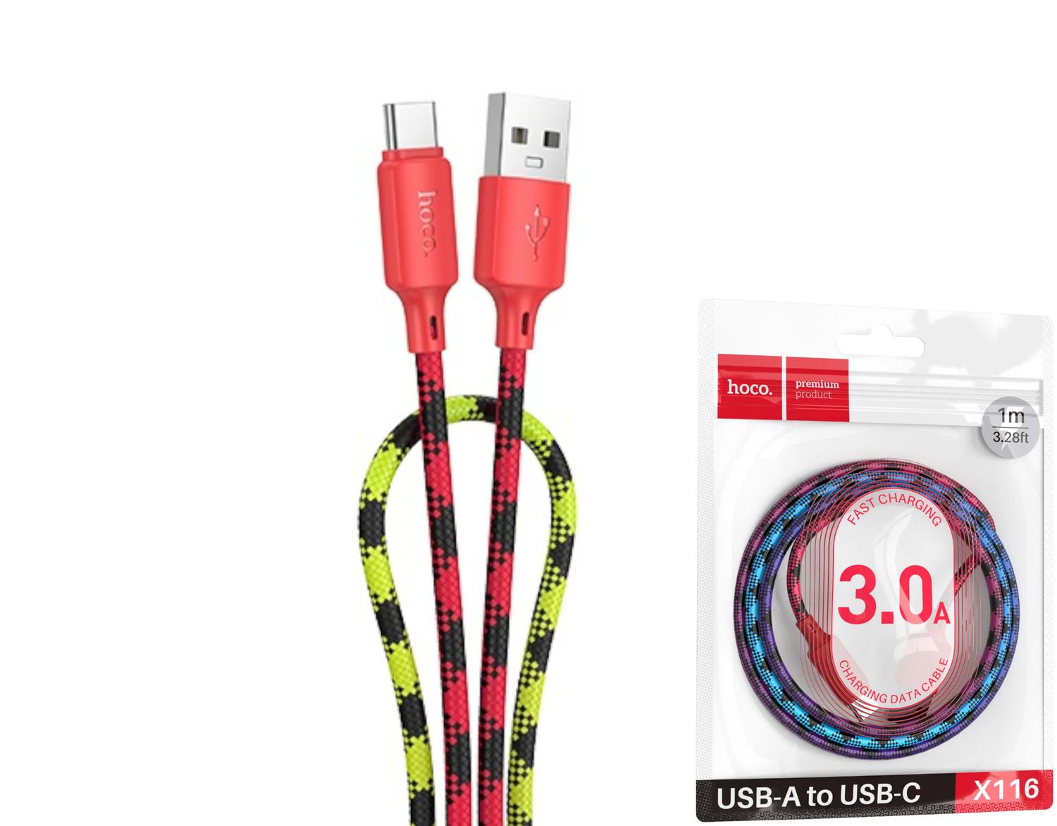 Hoco X116 USB-A uz USB-C pītais kabelis Hoco X116 USB-A uz USB-C pītais kabelis