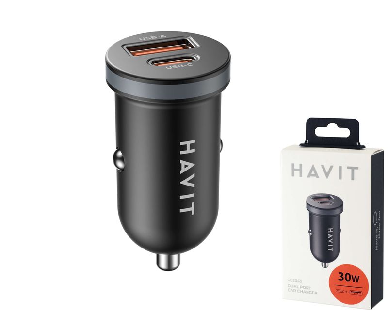 Havit CC2043 super ātrais auto lādētājs Havit CC2043 super ātrais auto lādētājs