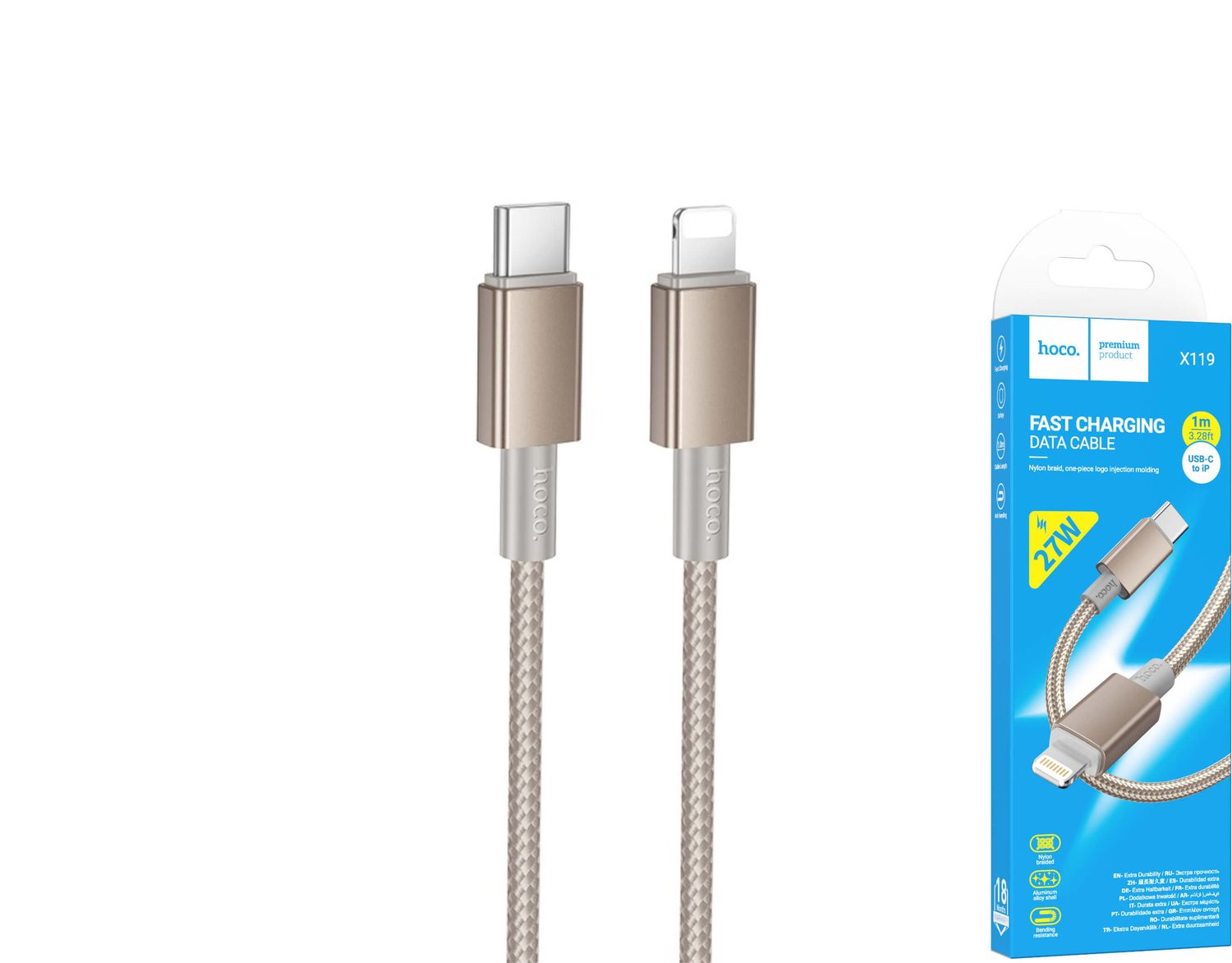 Hoco X119 USB-C uz Lightning pītais kabelis