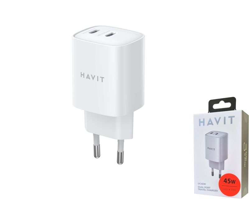Havit UC45 super ātrais tīkla lādētājs Havit UC45 super ātrais tīkla lādētājs
