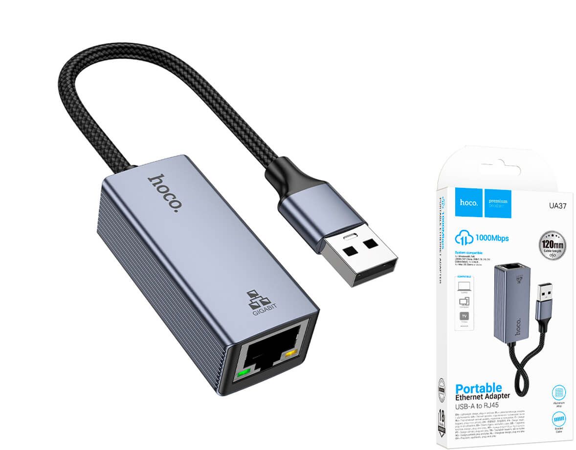 Hoco UA37 USB uz RJ45 tīkla adapteris Hoco UA37 USB uz RJ45 tīkla adapteris
