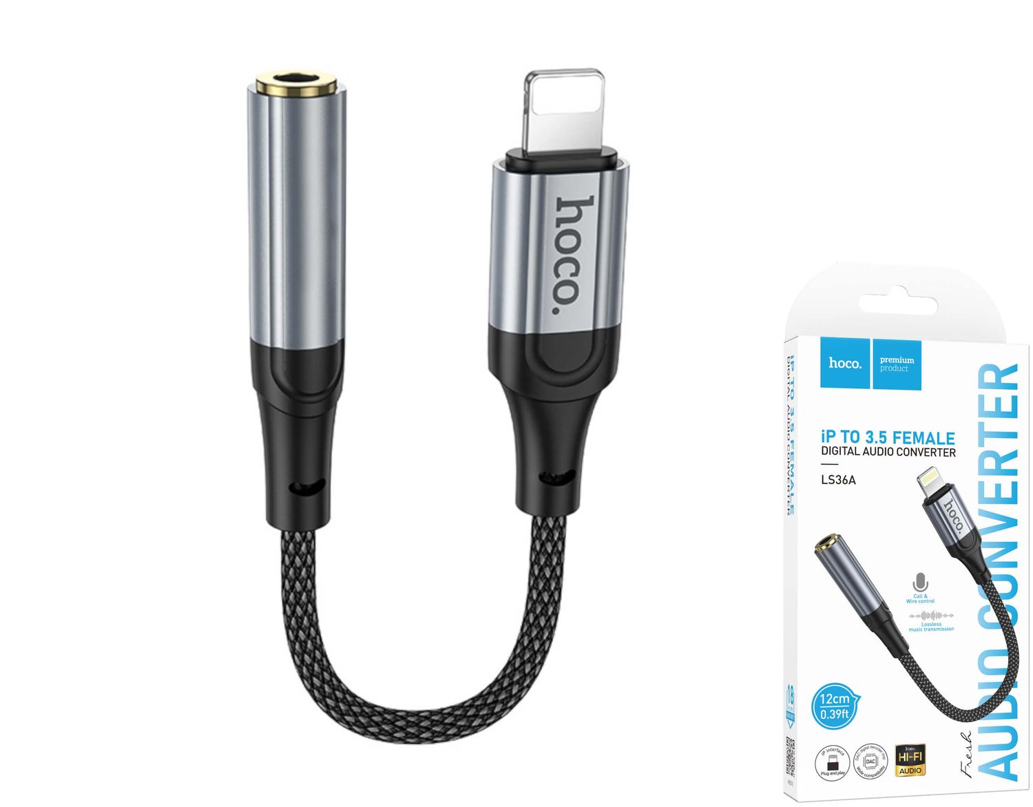 Hoco LS36A Lightning uz 3.5mm audio adapteris