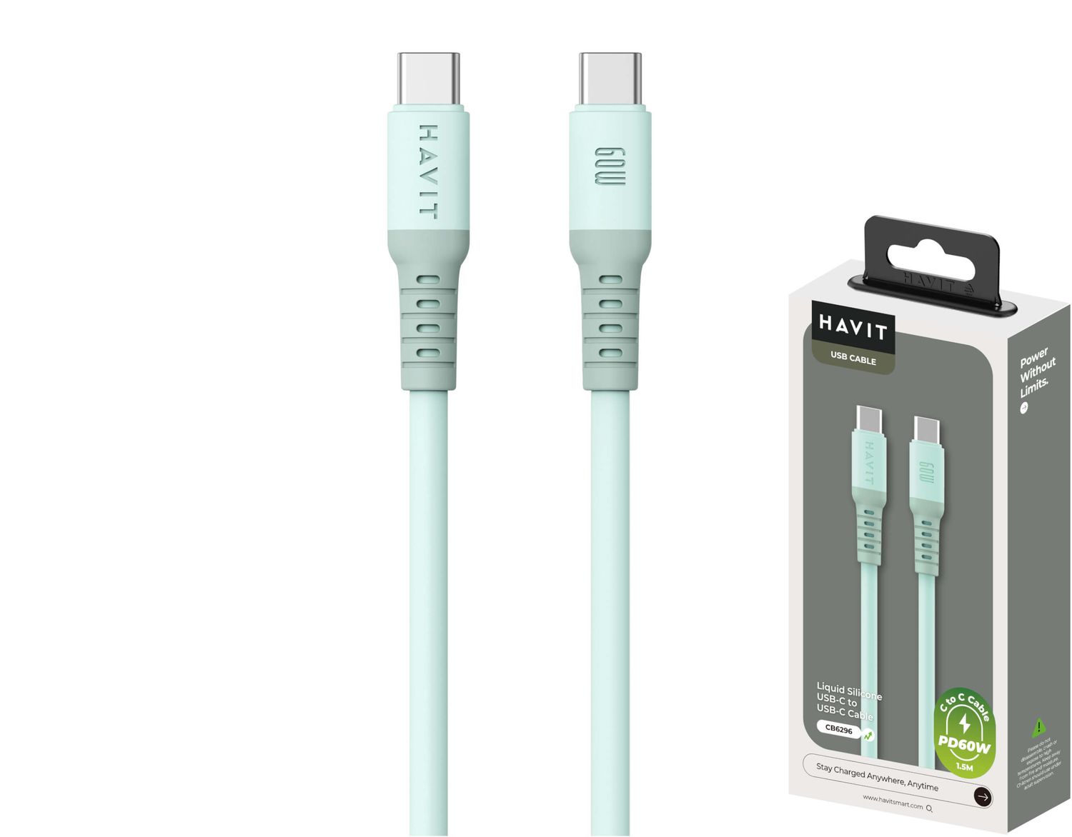 Havit CB6296 USB-C uz USB-C silikona kabelis Havit CB6296 USB-C uz USB-C silikona kabelis
