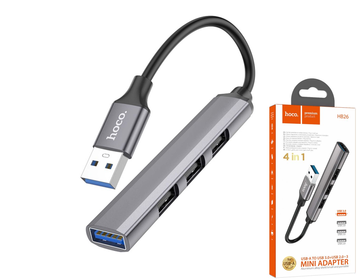 Hoco HB26 USB sadalītājs ar 4 portiem