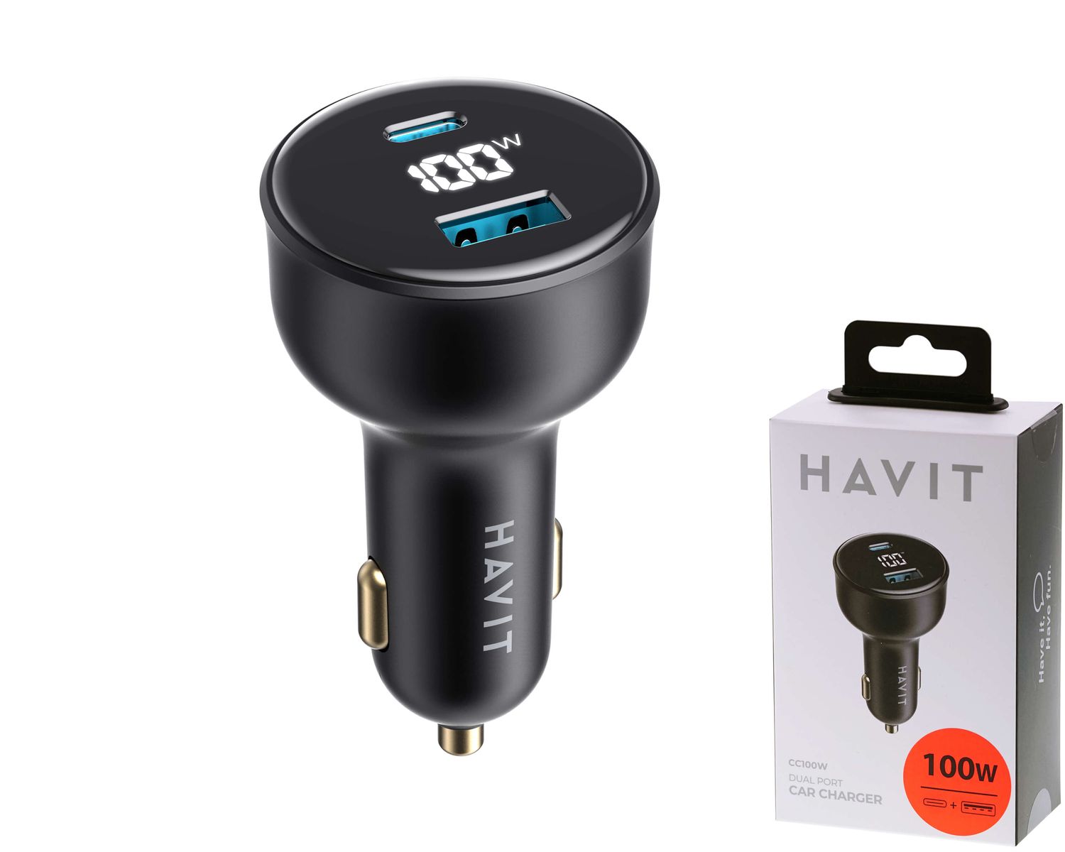 Havit CC100W ultra ātrais auto lādētājs Havit CC100W ultra ātrais auto lādētājs
