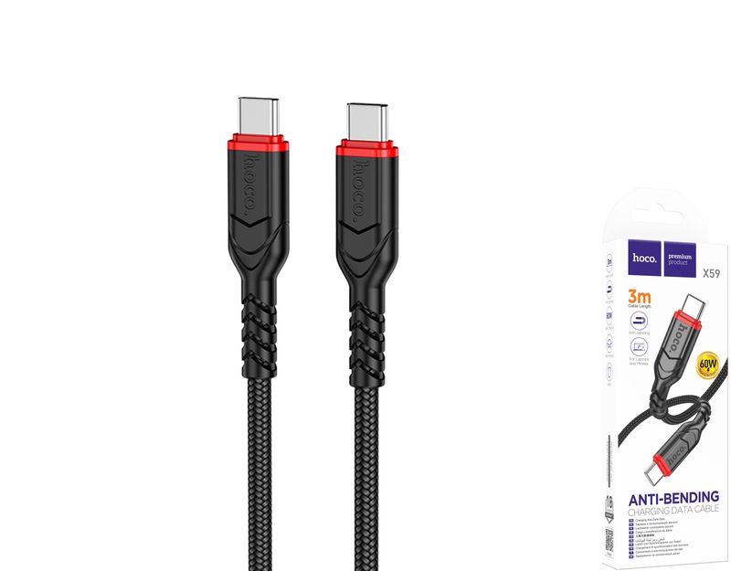 Hoco X59 USB-C uz USB-C pītais kabelis