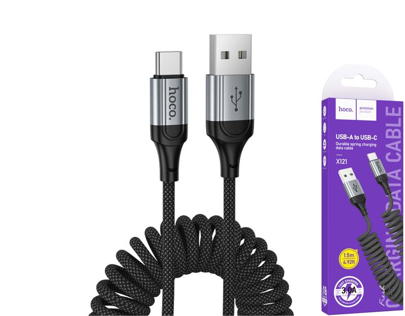 Hoco X121 USB-A uz USB-C spirālveida pītais kabelis