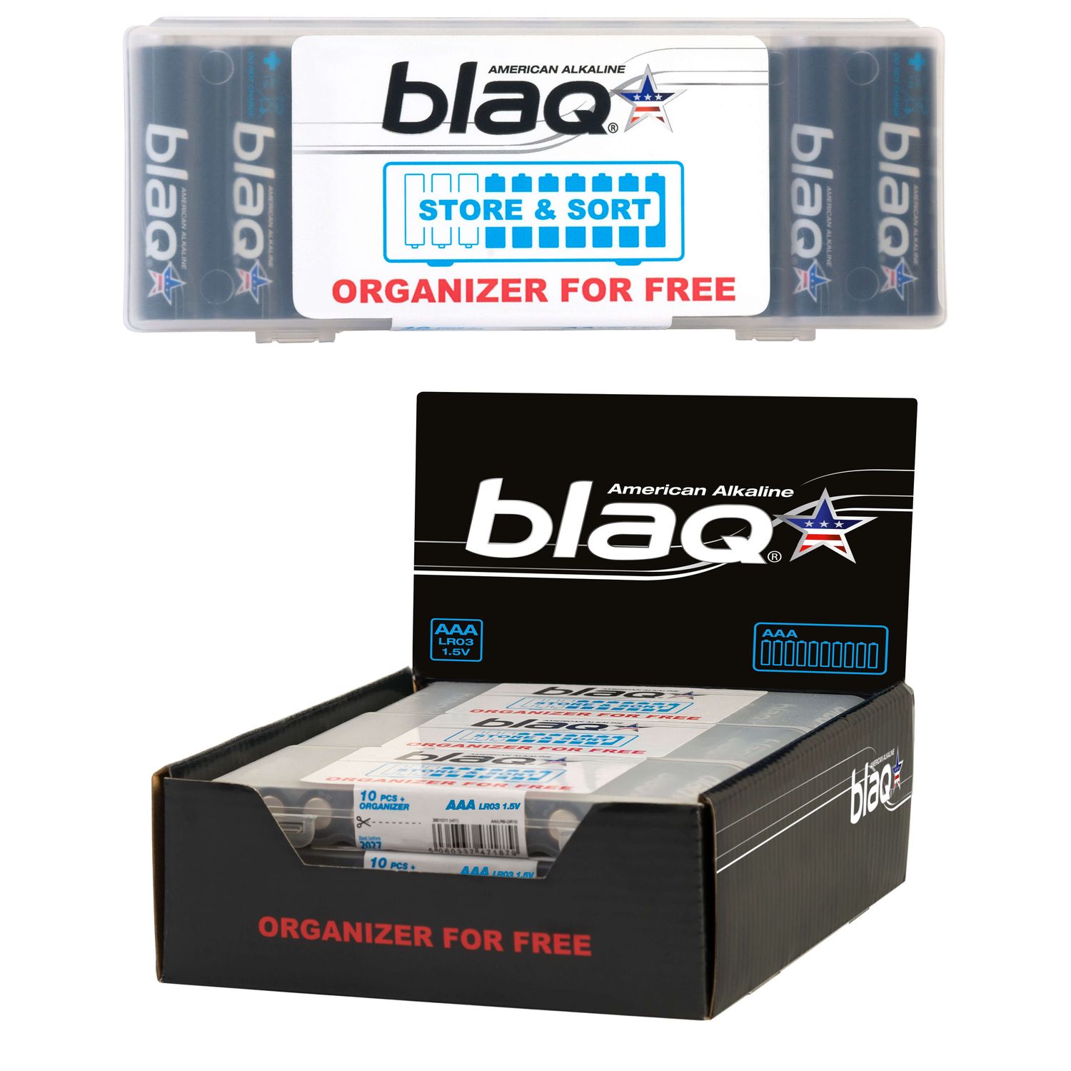 BLAQ AAA/LR03 Alkaline baterijas (10 gab. iepakojumā ar organizatoru)