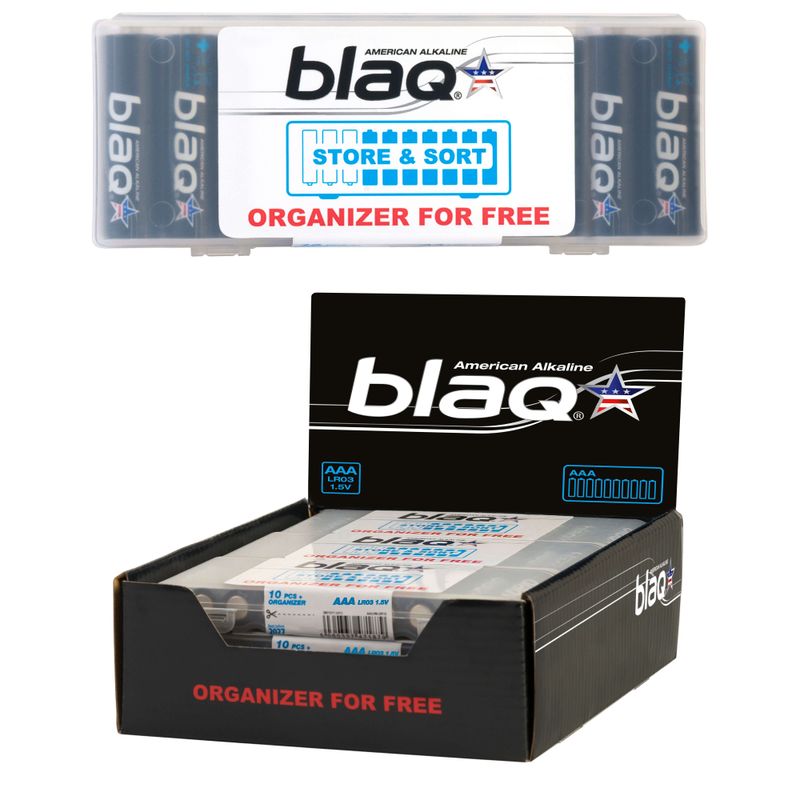 BLAQ AAA/LR03 Alkaline baterijas (10 gab. iepakojumā ar organizatoru)