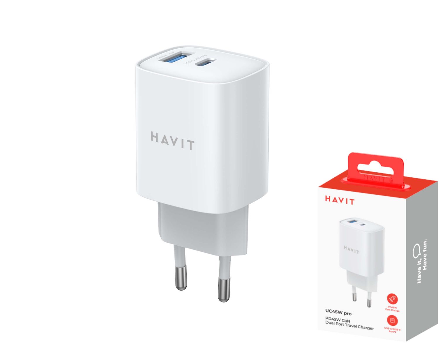 Havit UC45 super ātrais tīkla lādētājs Havit UC45 super ātrais tīkla lādētājs