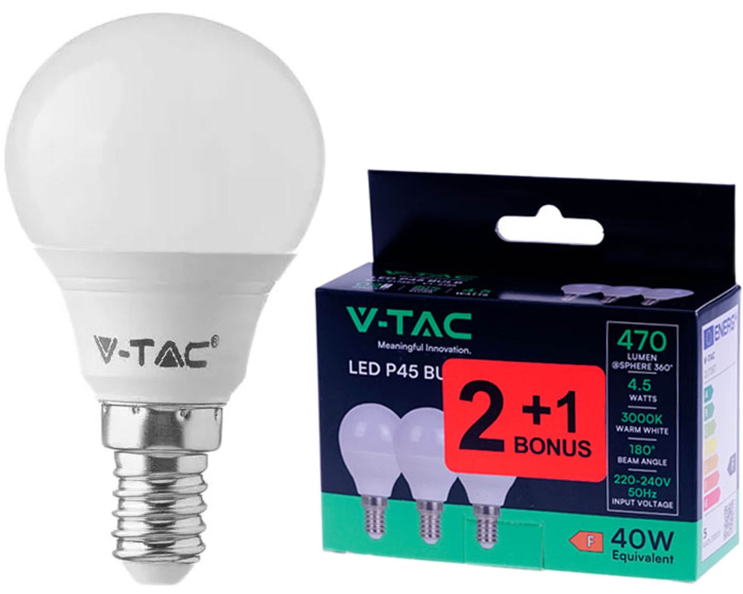 V-TAC E14 LED spuldžu komplekts (3 gab.)