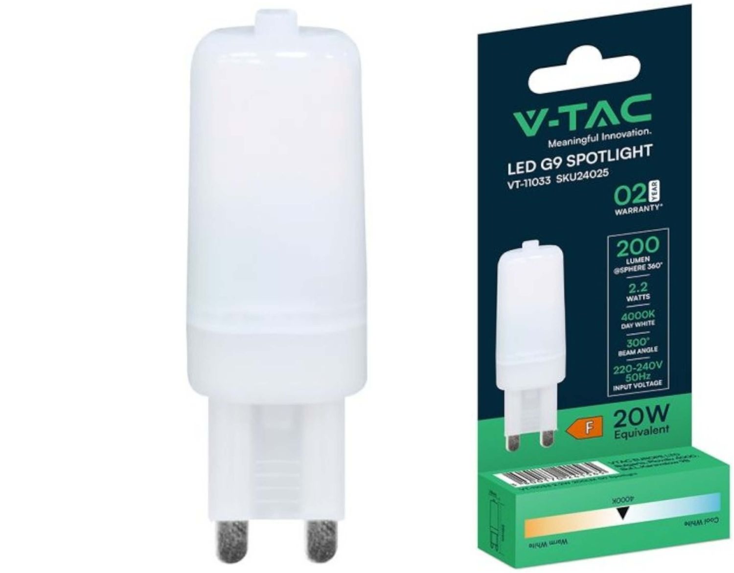 V-TAC 11033 G9 LED spuldze V-TAC 11033 G9 LED spuldze