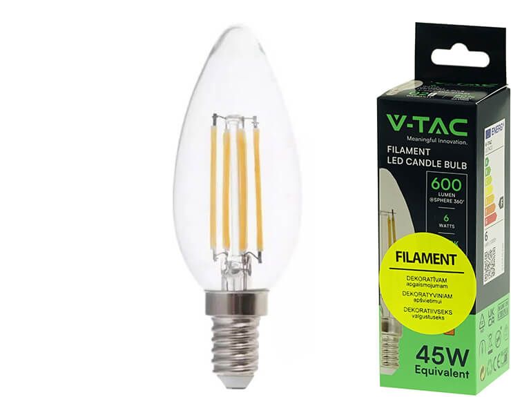 V-TAC 2127 E14 Filament LED spuldze V-TAC 2127 E14 Filament LED spuldze