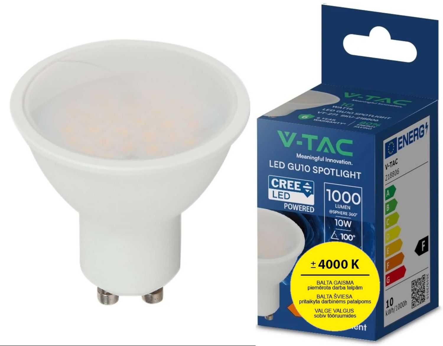 V-TAC 271 GU10 LED spuldze V-TAC 271 GU10 LED spuldze