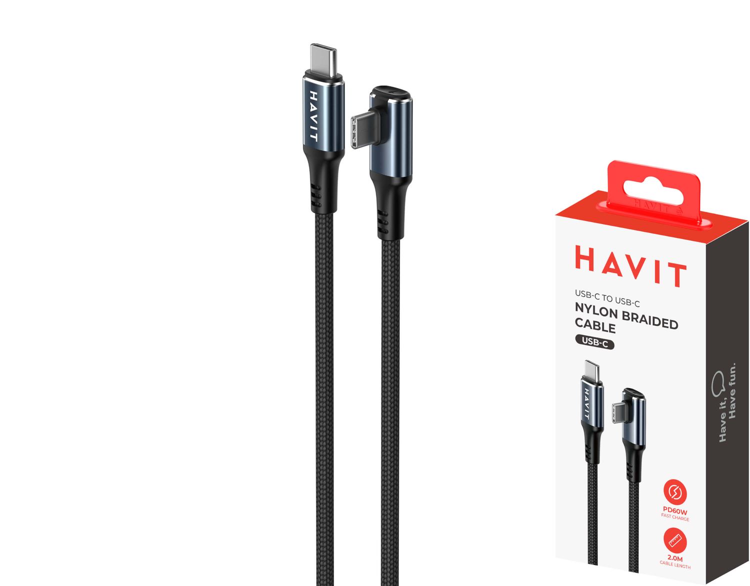 Havit CB6313 USB-C uz USB-C pītais kabelis
