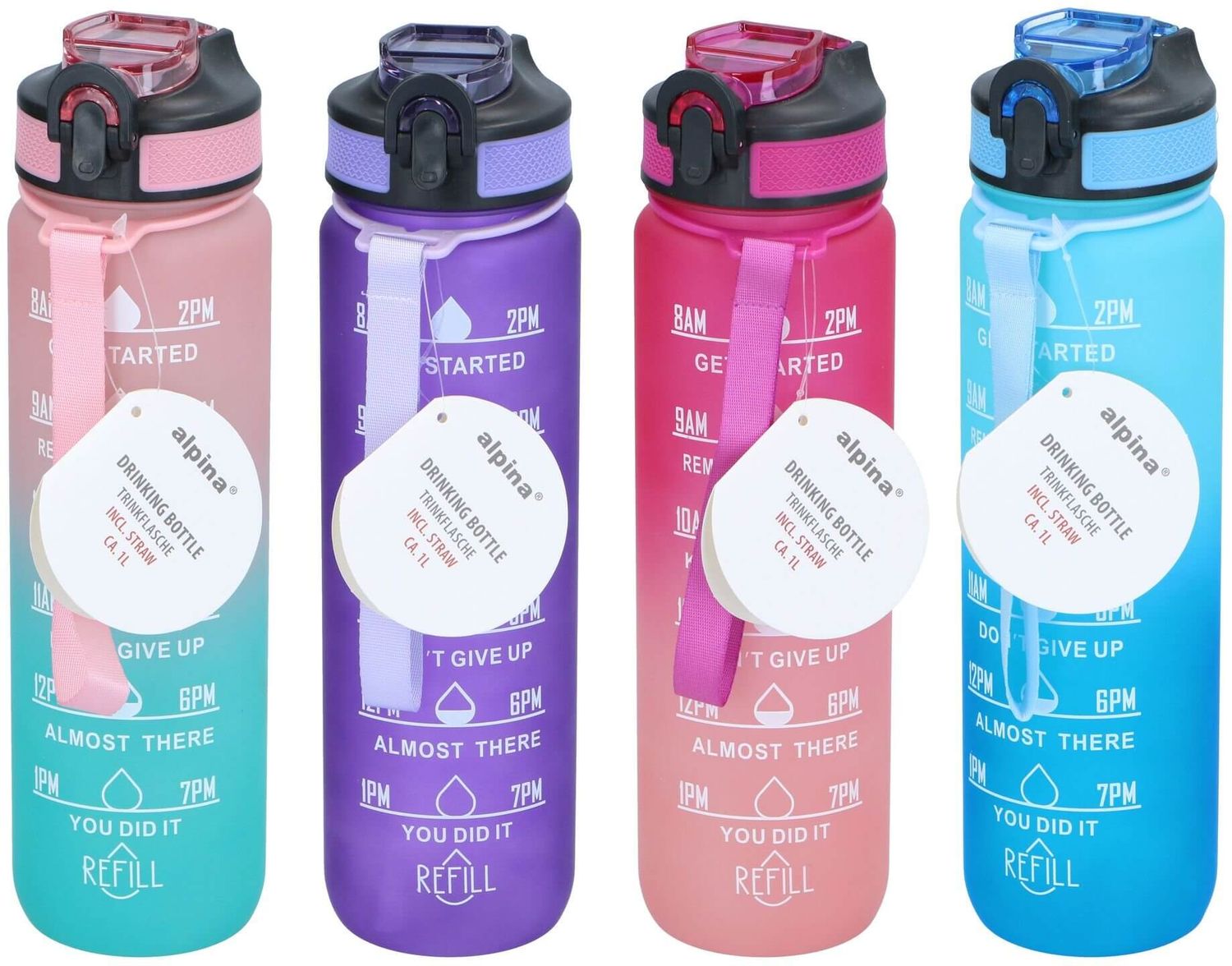 Alpina dzeramā pudele ar laika marķējumiem, 1000ml Alpina dzeramā pudele ar laika marķējumiem, 1000ml