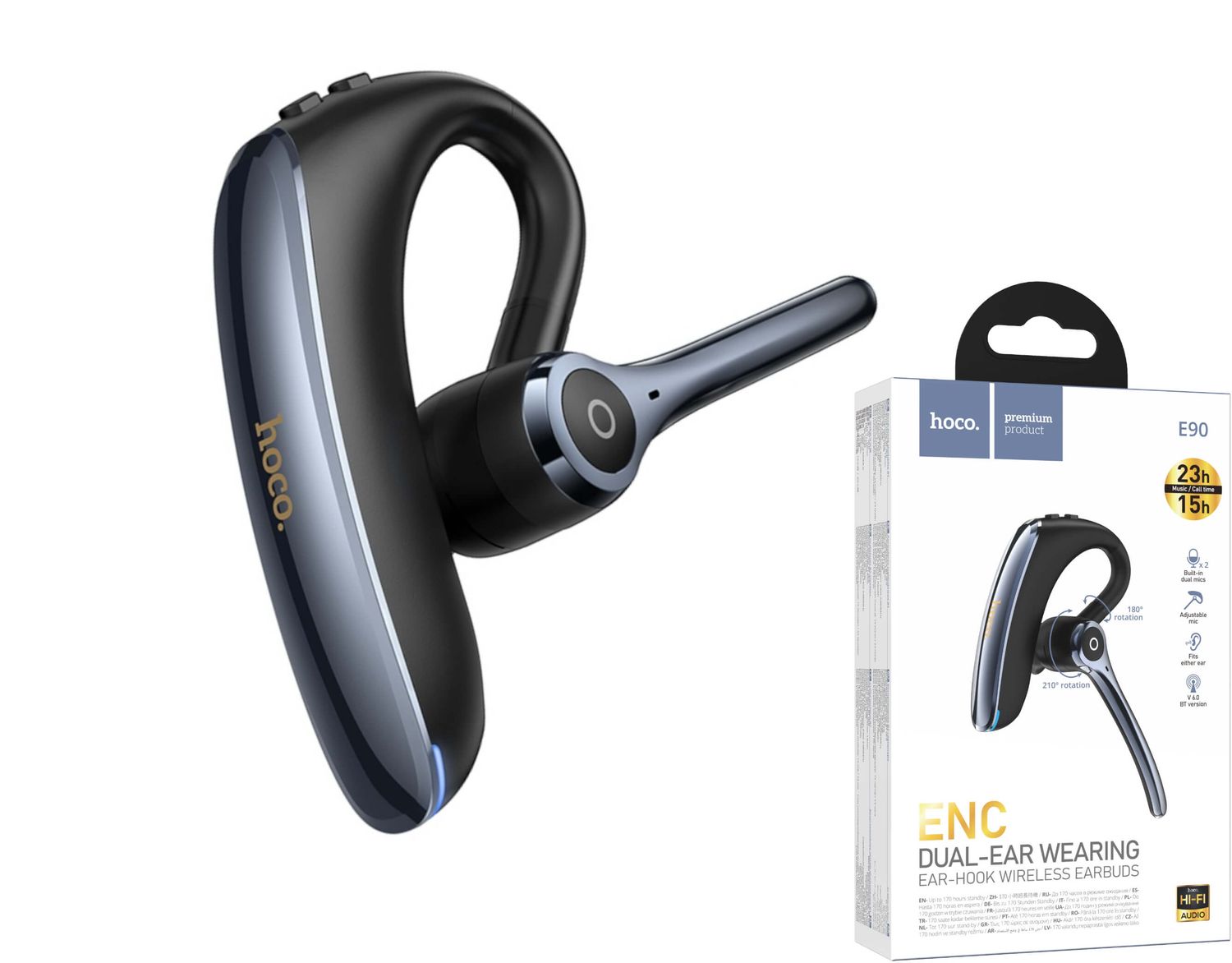 Hoco E90 Bluetooth brīvroku austiņa Hoco E90 Bluetooth brīvroku austiņa
