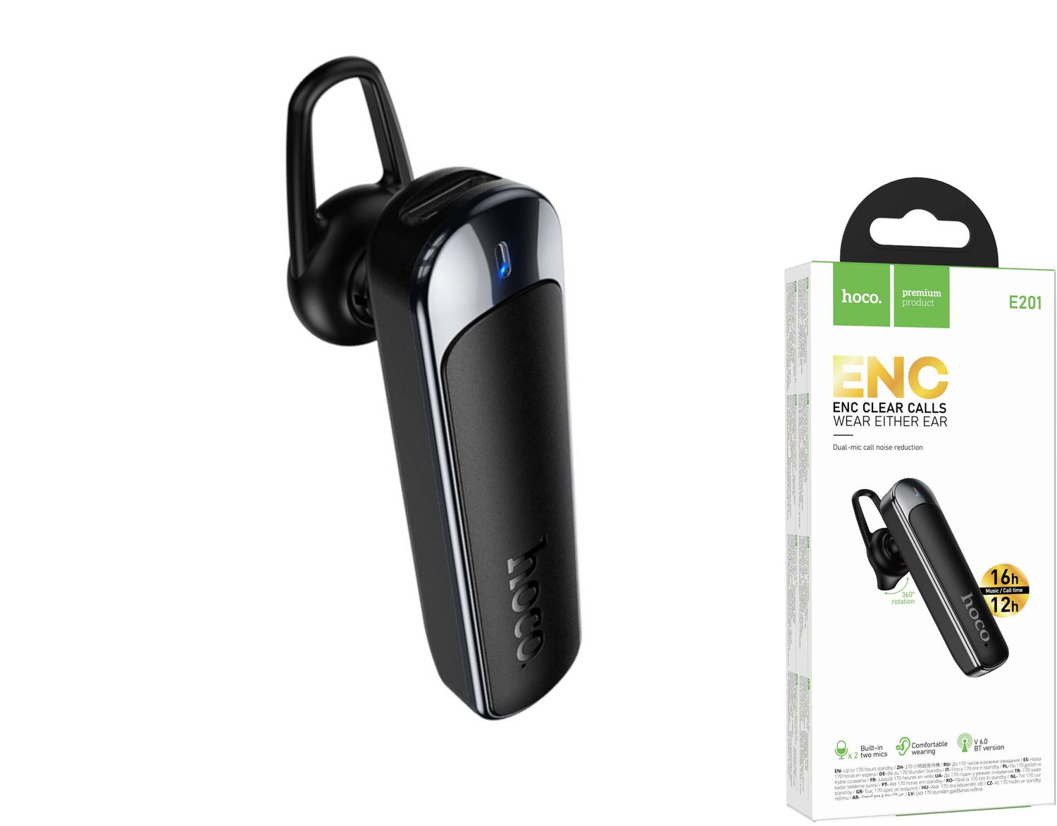 Hoco E201 Bluetooth brīvroku austiņa Hoco E201 Bluetooth brīvroku austiņa
