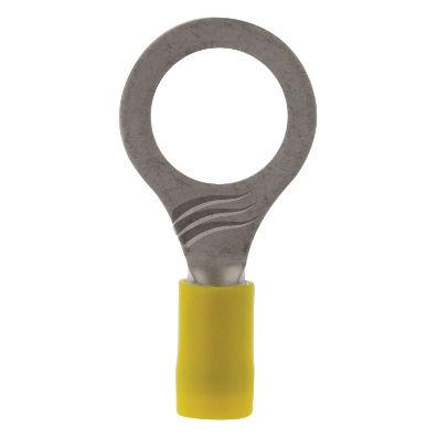 PKT10 RING TERMINAL 12mm INSUL PVC DOUBLE CRIMP YELLOW