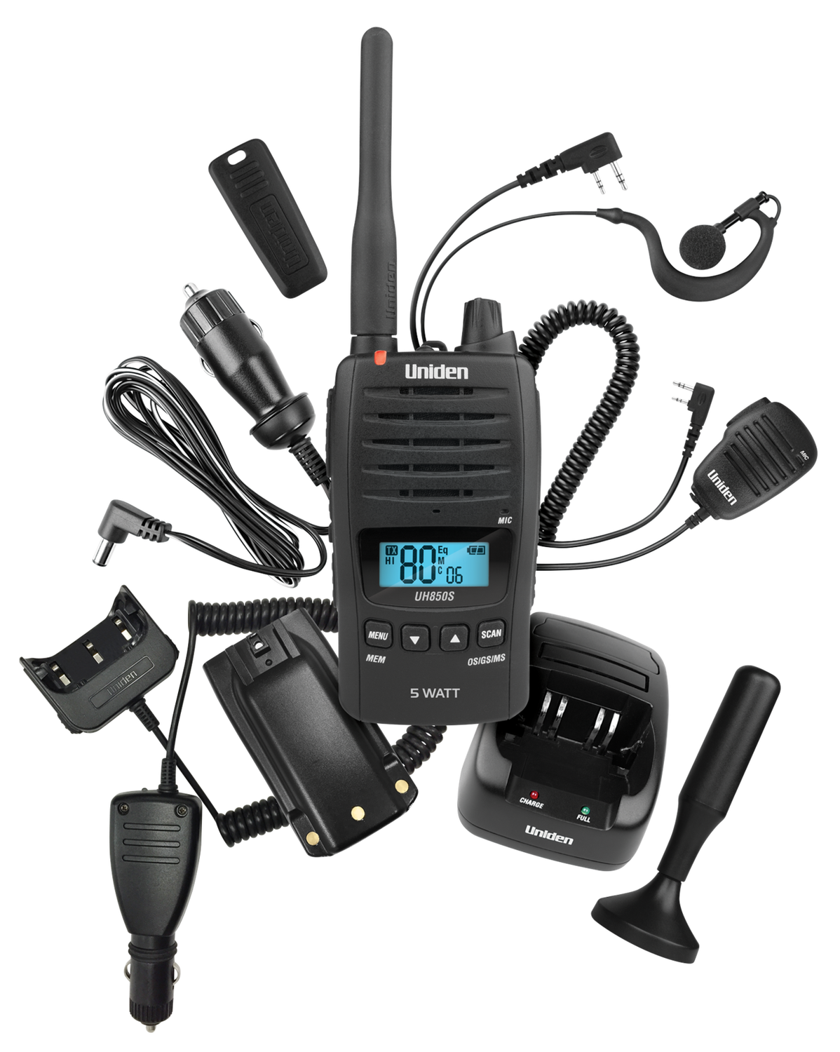 Uniden UH850S-DLX 5 Watt UHF Waterproof CB Handheld Radio  Deluxe Pack