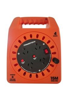 PWRBRD 4WAY O/LOAD REEL W/15M EXT